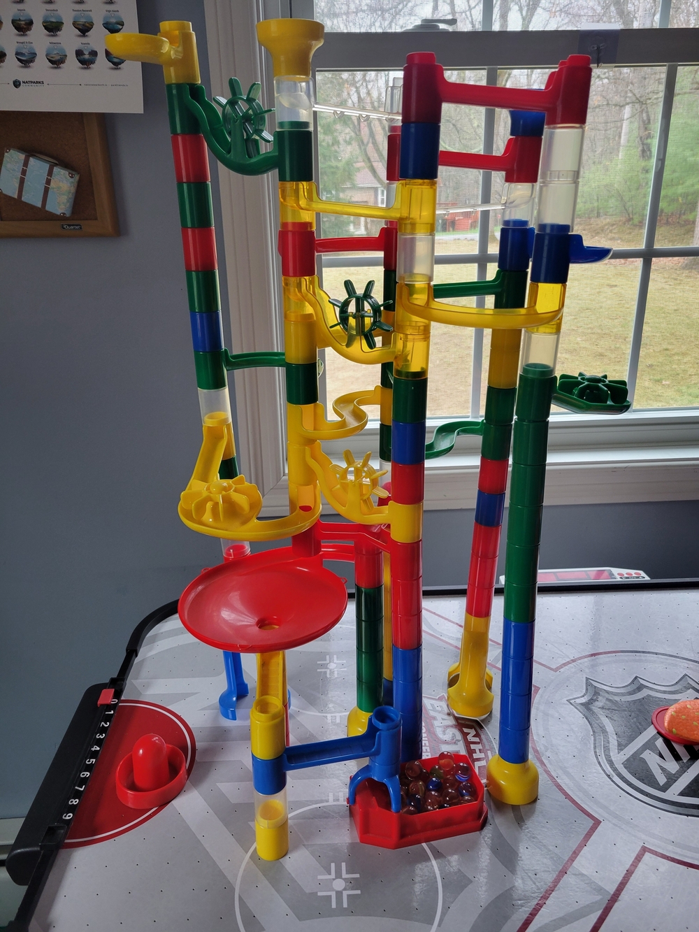 Colorful Marble Run Tower for Kids - Red, Yellow, Green, Blue